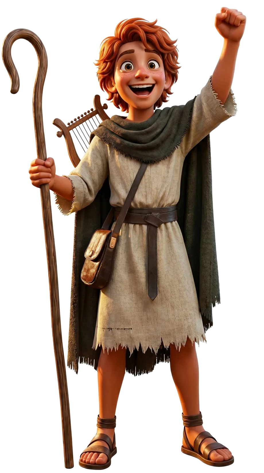 David joven celebrando, personaje de Elpia Seven