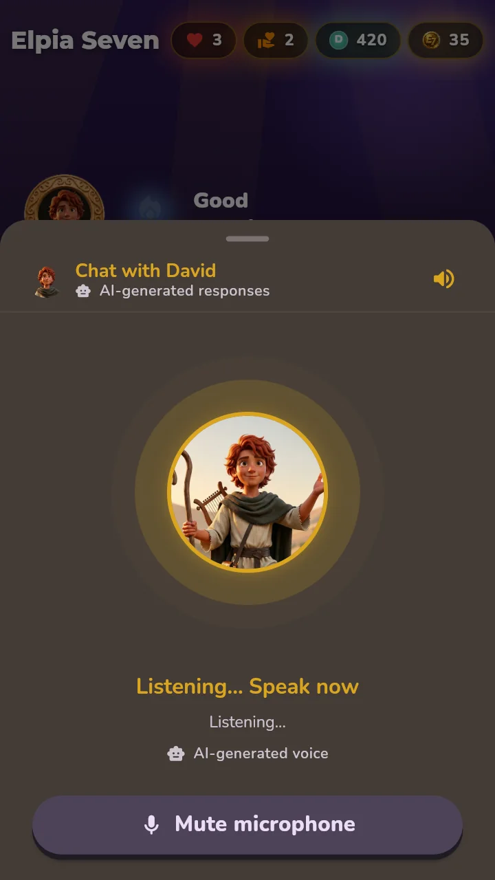 Elpia Live: voice conversation with your Bible mentor
