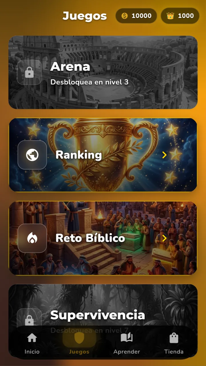 Pantalla de modos de juego de Elpia Seven